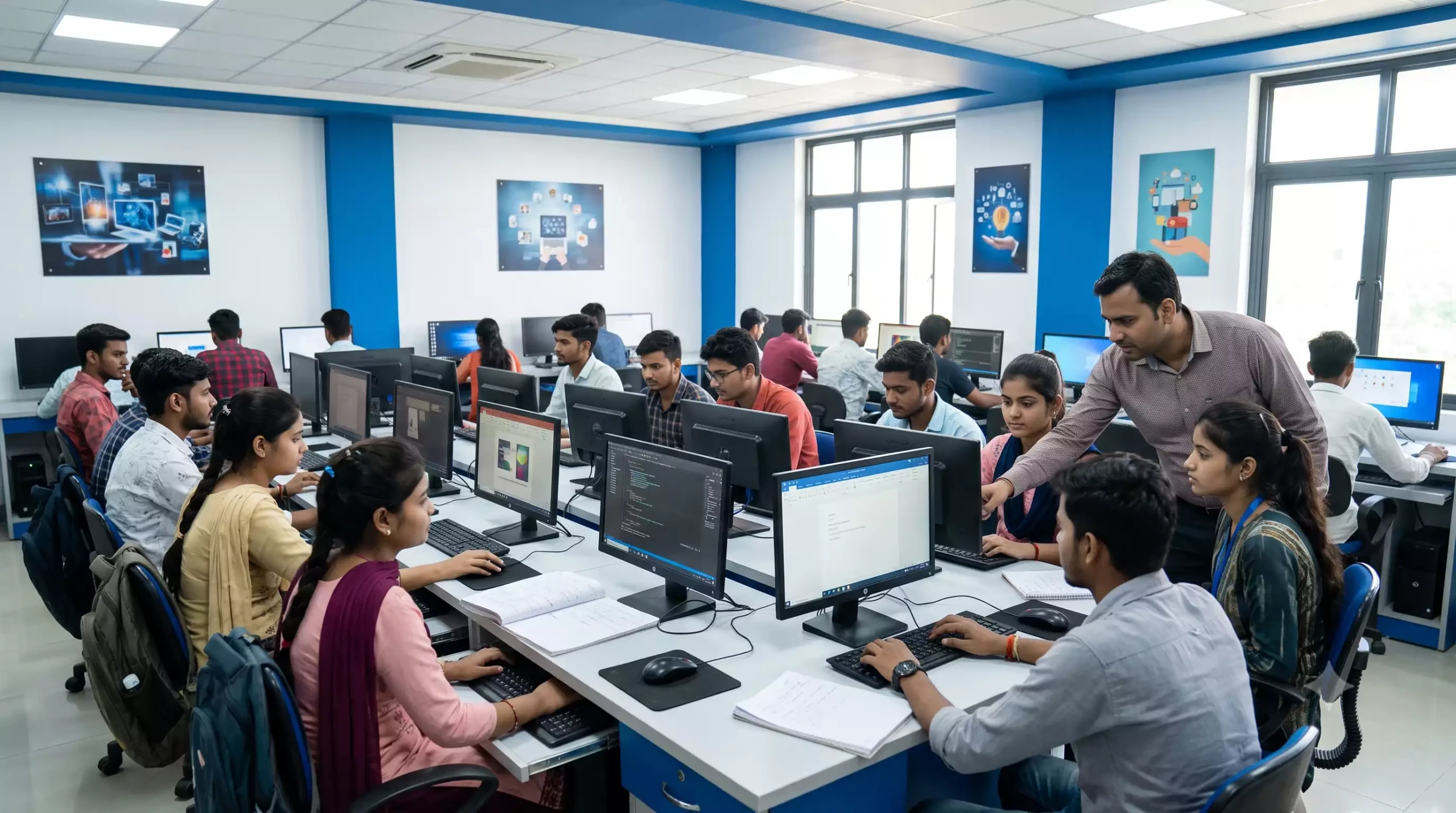 Practical computer training at Newtons Computer Classes Gorakhpur